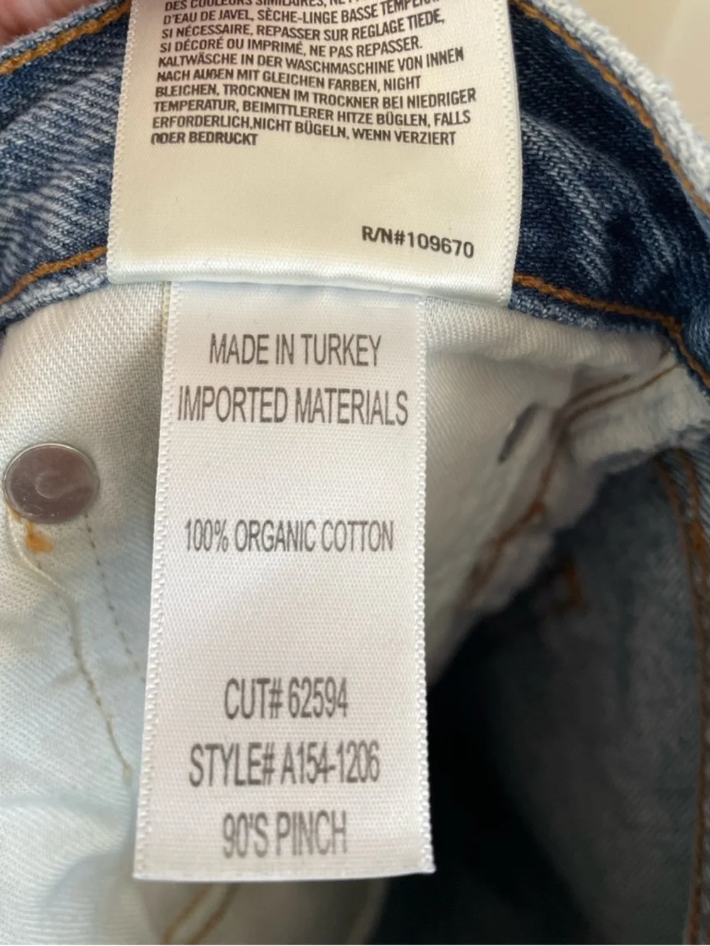 AGOLDE 90s PINCH WAIST HIGH RISE STRAIGHT IN NAVIGATE Size 24 - Picture 12 of 12